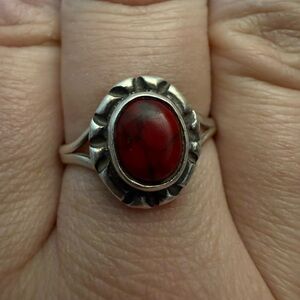Sterling Silver and Coral Ring